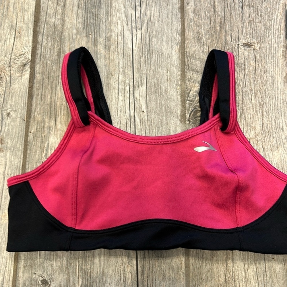 BROOKS Sports Bra Wire Free Running Workout Black pink Size 34B